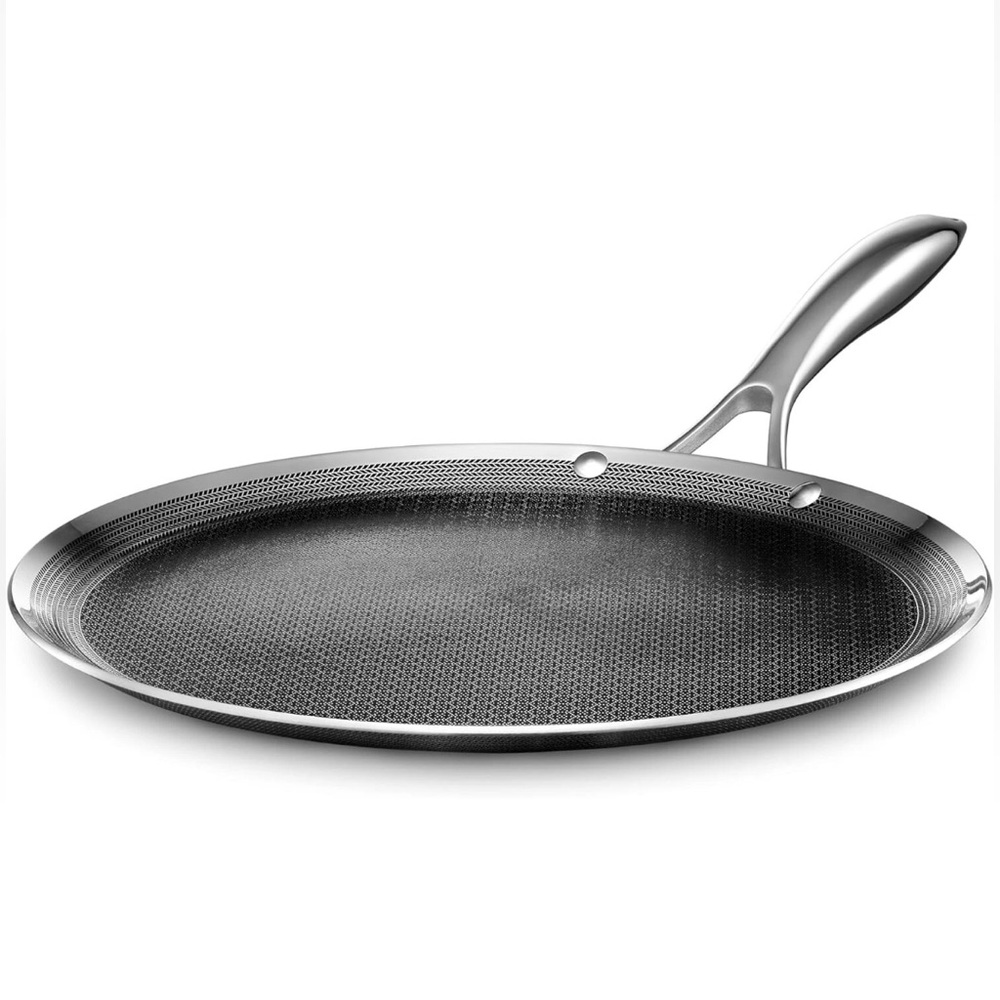 HexClad Hybrid Nonstick 12-Inch Griddle Pan, Stay-Cool Handle, Dishwshr Friendly